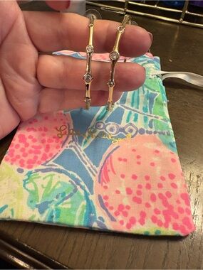 Lily Pulitzer Gold-Tone Hoop Earrings with Clear Stones